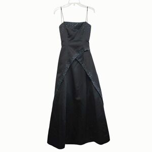 Morgan‎ & Co Black Rhinestone Corset Back Gown Dress 5/6 Whimsigoth Prom Romance